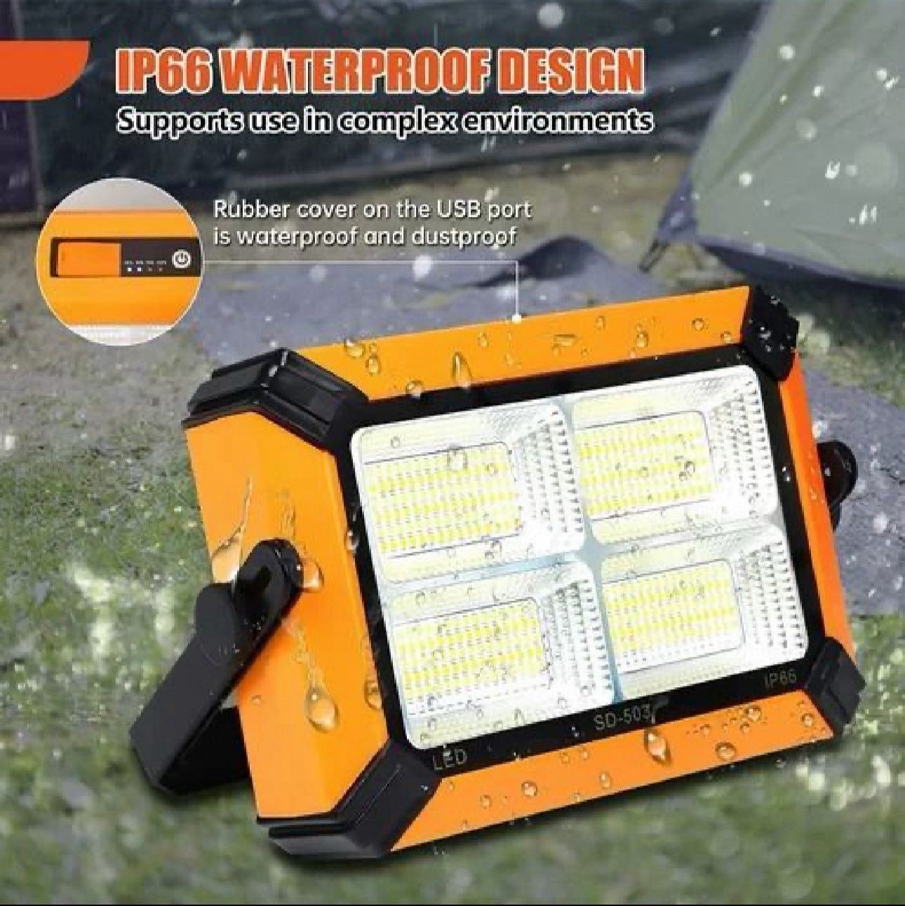 MTech Solar Portable Work Light With Power Bank USB