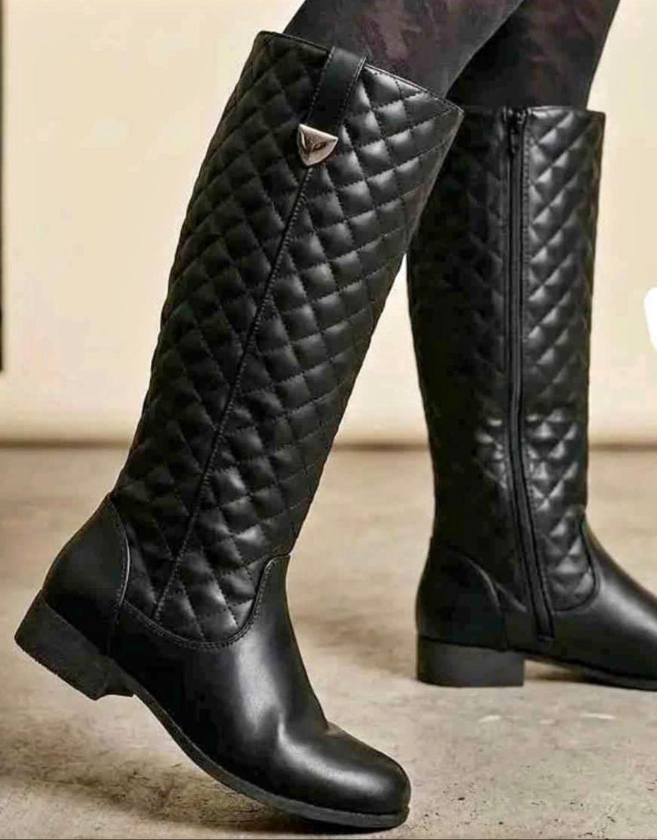 Ladies Quilted Knee High Boots-Various Sizes