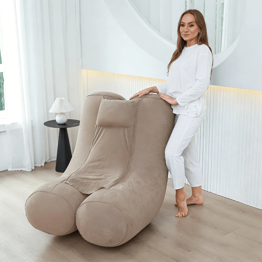 MHome Folding Lazy Sofa,Inflatable Lounge Chair Thickened Folds,Compactly Gaming Lounger Air Bench For Leisure Bed Sleeping, Camping Equipment