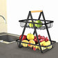 Metal Fruit Basket Portable Kitchen Storage Table Shelf Suitable For Fruits And Vegetables Home Cosmetics,2 Layer Black