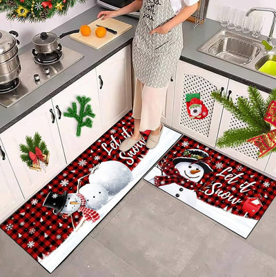 MHome Christmas Themed Floor Mat Set 2pc Various Colours