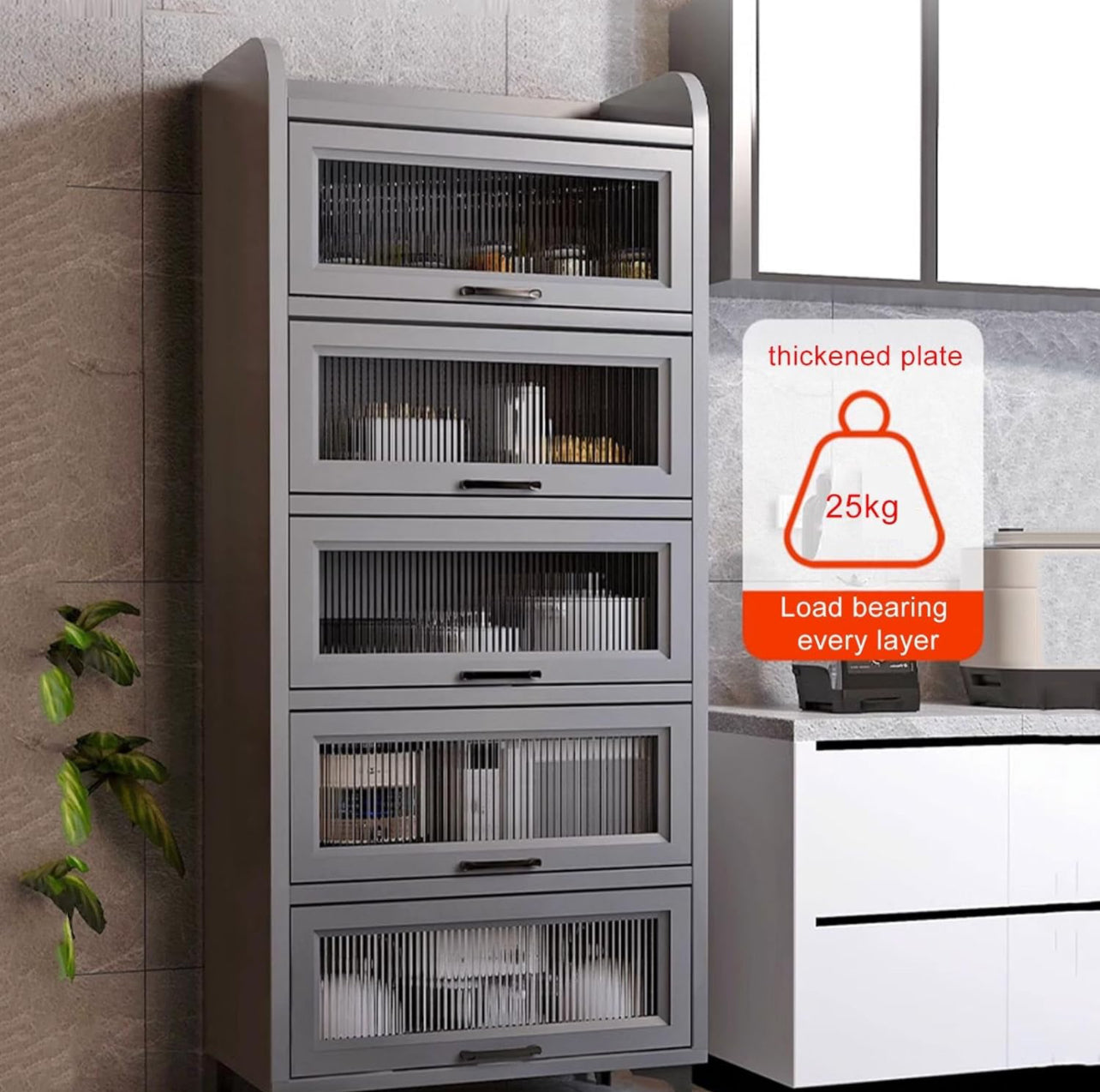 Kitchen/Bedroom Storage Cabinet with Flip Door,Freestanding Baker's Rack,Wood Microwave Stand,Storage Shelves for Kitchen, Living Room-Multipurpose