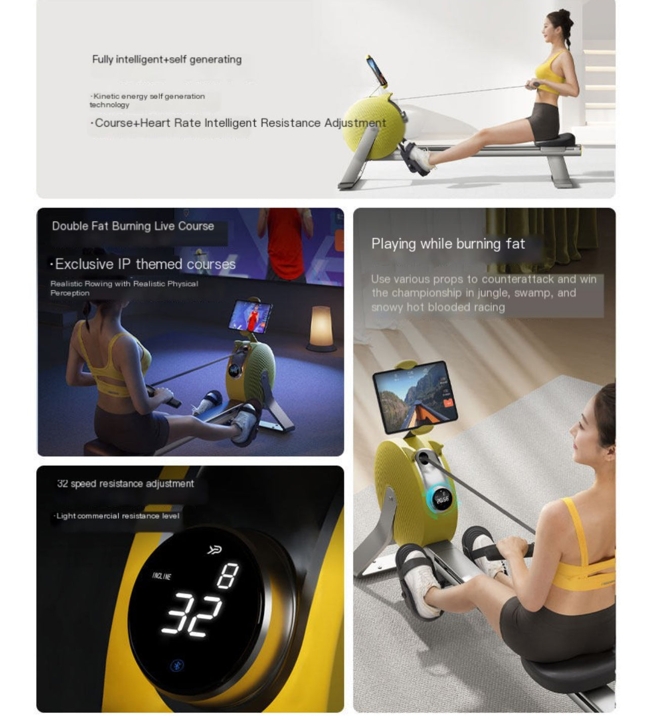 Pro-Sportz V3 Home Use Fitness Equipment Popular Cardio Exercise Machine Self Generating Rowing Machine
