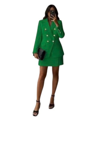 Ladies Double Breasted Blazer/Mini Skirt 2pc Set-Various Colours