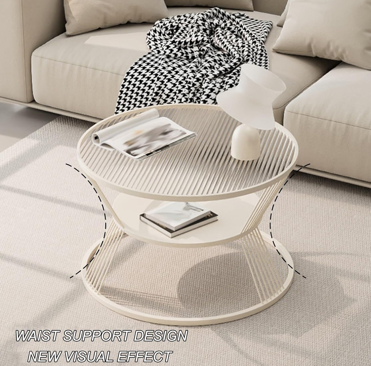 MFurn 2-Tier Round Coffee Table – Steel Frame with Double-Layer Storage