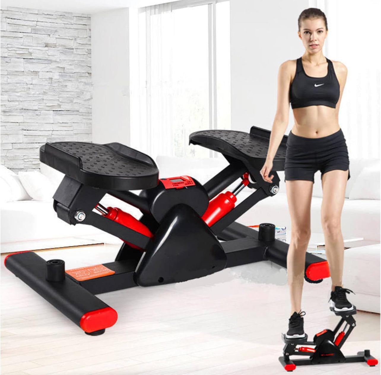 Steppers for Exercise, V-Type Step Fitness Machines with Resistance Bands ,Hydraulic Fitness Stepper with Pull Rope, for Women and Men