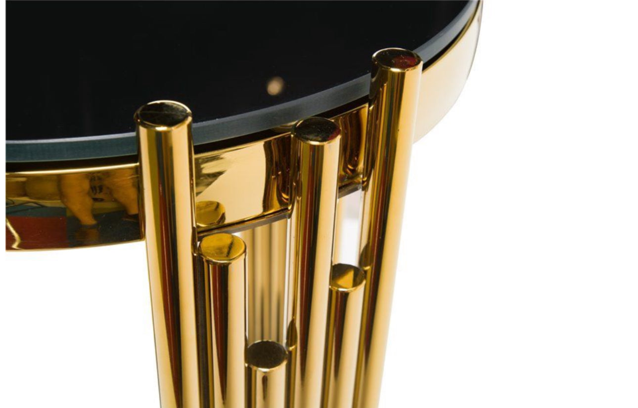 MFurn Chic Black Glass Coffee/Side Table Elegant Gold Frame