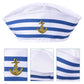 Navy Hat Blue And White Stripes Child Sailors Ship  Captain Hat With Anchor Sailor Cosplay