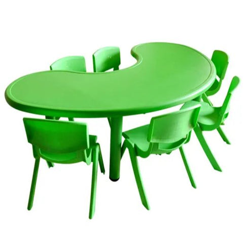 MFurn Preschool Kindergarten Moon Shap Classroom Studying Table with 6 Chairs for Students-Various Colours Only Available On Pre-Order!