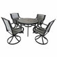 MFurn Glaiza 5-Piece Black & Grey Patio Dining Set with Swivel Chairs