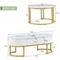 MFURN Set of 2 Nesting Modern Coffee Tables – Gold Metal Frame & Spacious Marble-Effect Surface