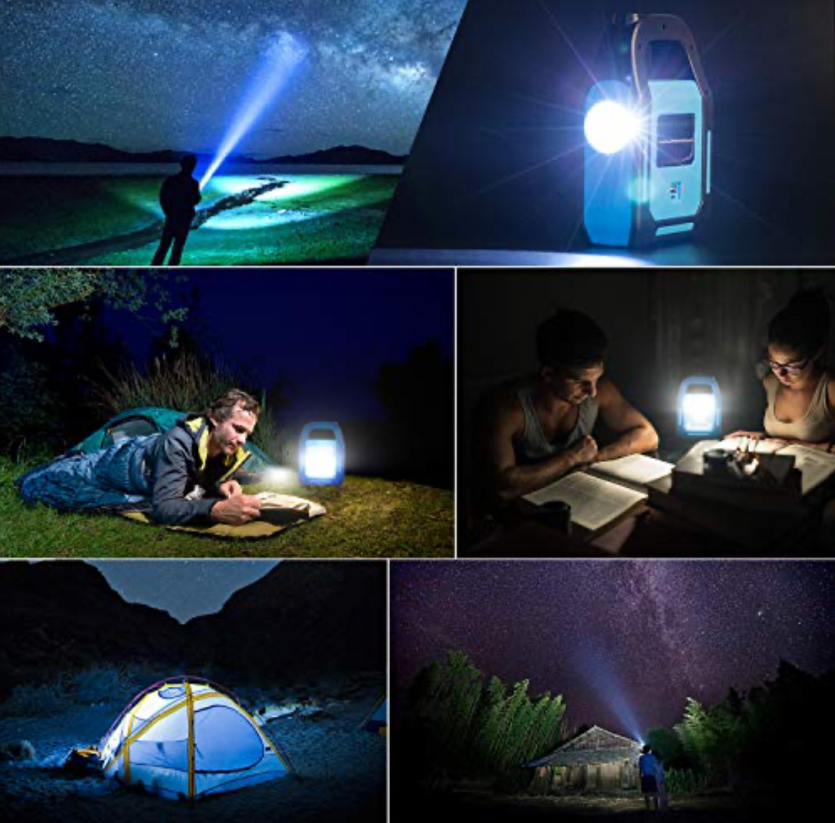 MTech 2-Pack Solar USB Rechargeable COB LED Camping Lantern – Waterproof Emergency Flashlight