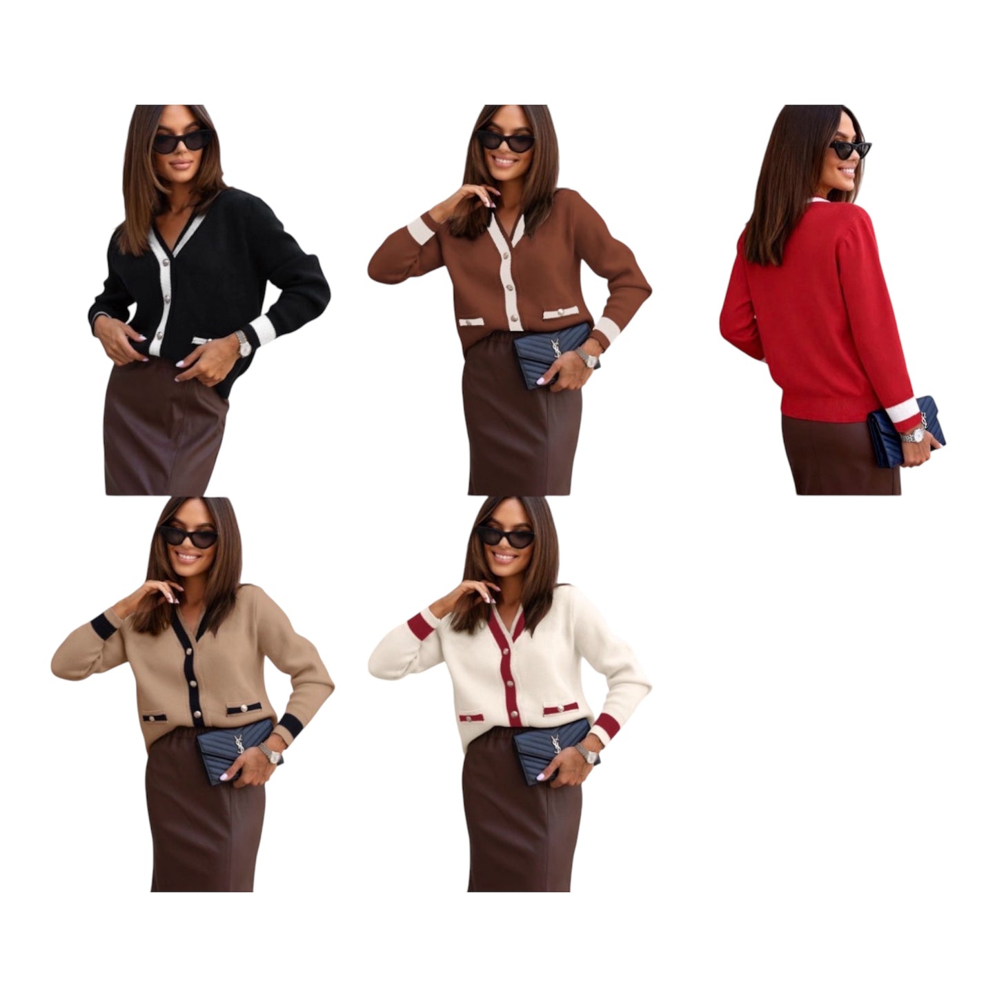 Ladies V-Neck Knitted Cardigan-Various Colours
