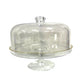 Cake Stand & Dome Cover Lid Serving Plate with Gold Lining- Glass 28cm