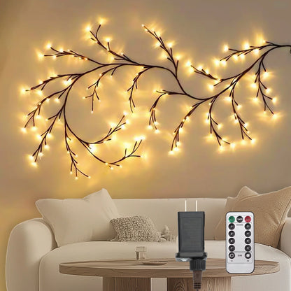 Christmas Willow Vine Lights with Remote for Wall,LED Enchanted Vines Light Diy White Birch Tree Light for Room and Home Decor - Flexible Lighted Branches Light for Halloween & Christmas Decorations-Various Options