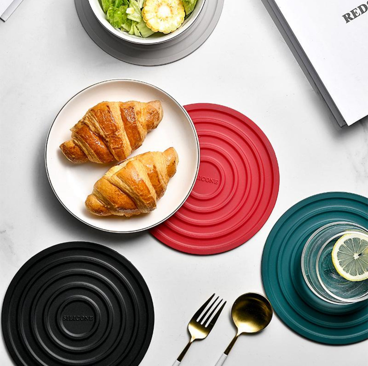 Food Grade Silicone Heat Resistant Placemat  Drinkware Coasters, Set of 4
