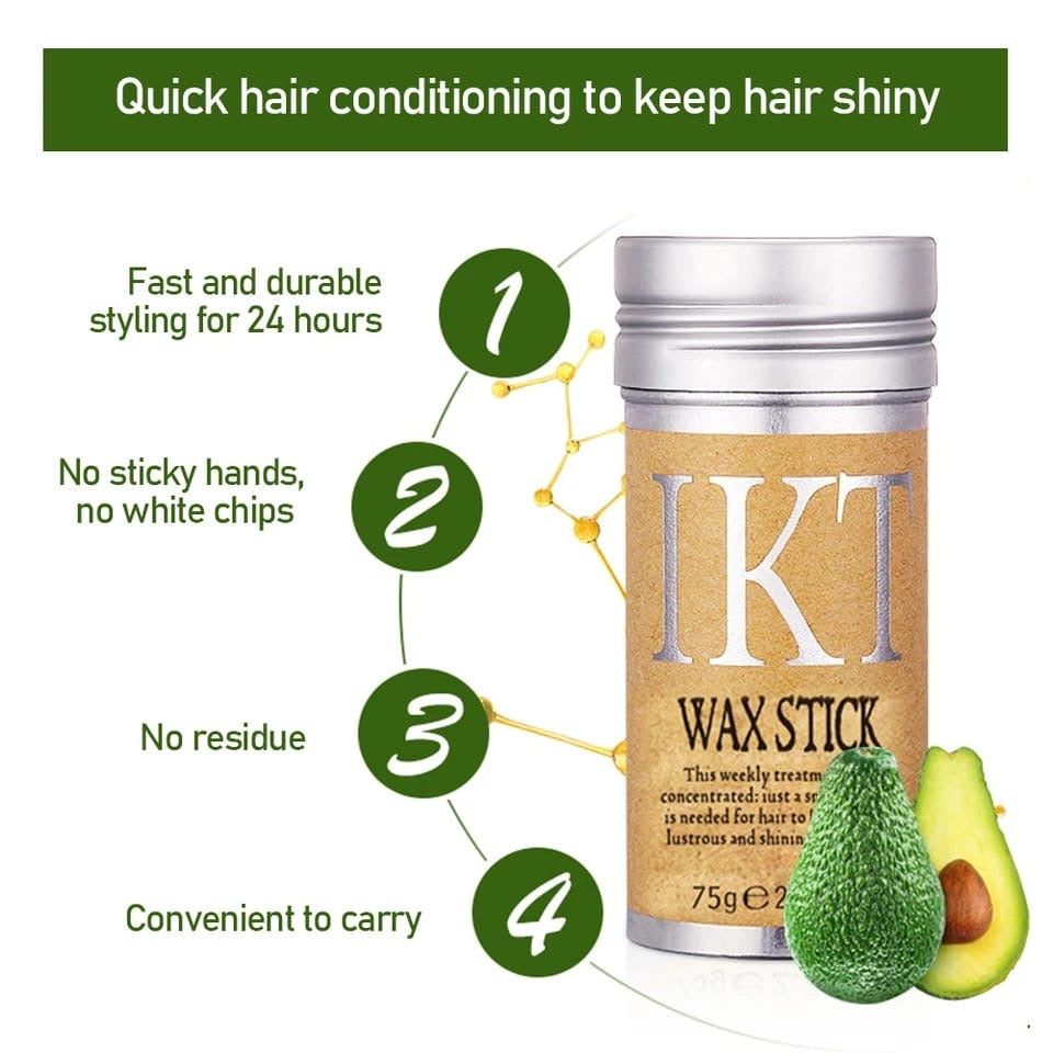 Hair Wax Stick, Styling Wax for Smooth Wigs, Slick Stick for Hair Non-greasy Styling Hair Pomade Stick for Flyaways Edge & Frizz Hair -75G