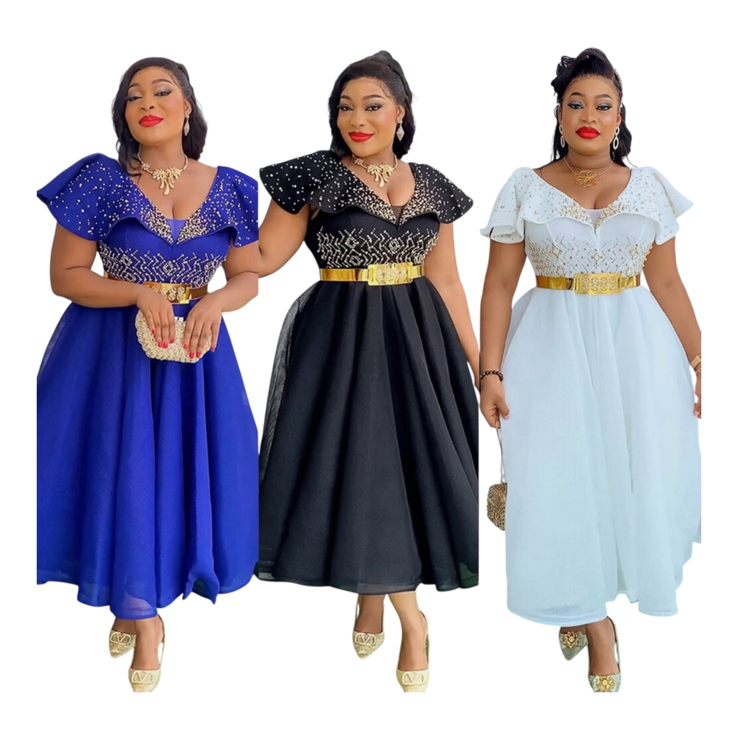 Ladies African Wedding Party Dresses for Women Evening Gown Elegant Outfit