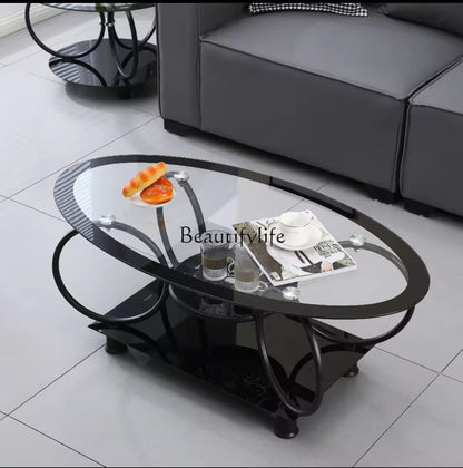 Oval & Round Shaped Glass Table-Available In Black or White