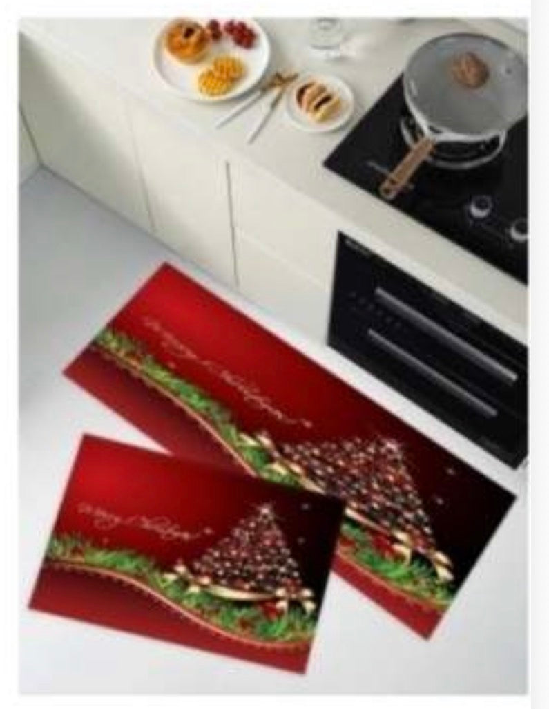 MHome Christmas Themed Floor Mat Set 2pc Various Colours