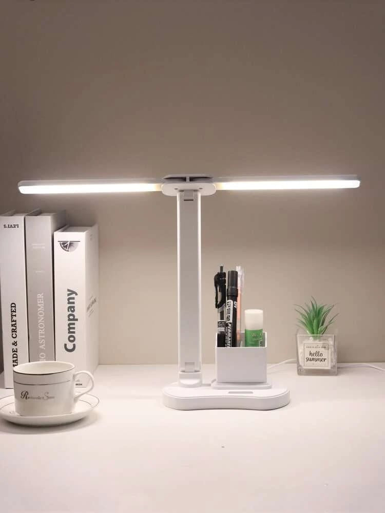 Double Heads LED Desk Reading Lamp Table Light Touch Control Dimmable Office