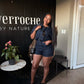 Ladies Collar Short Sleeve Single Breasted Retro Pocketed Denim Jumpsuit