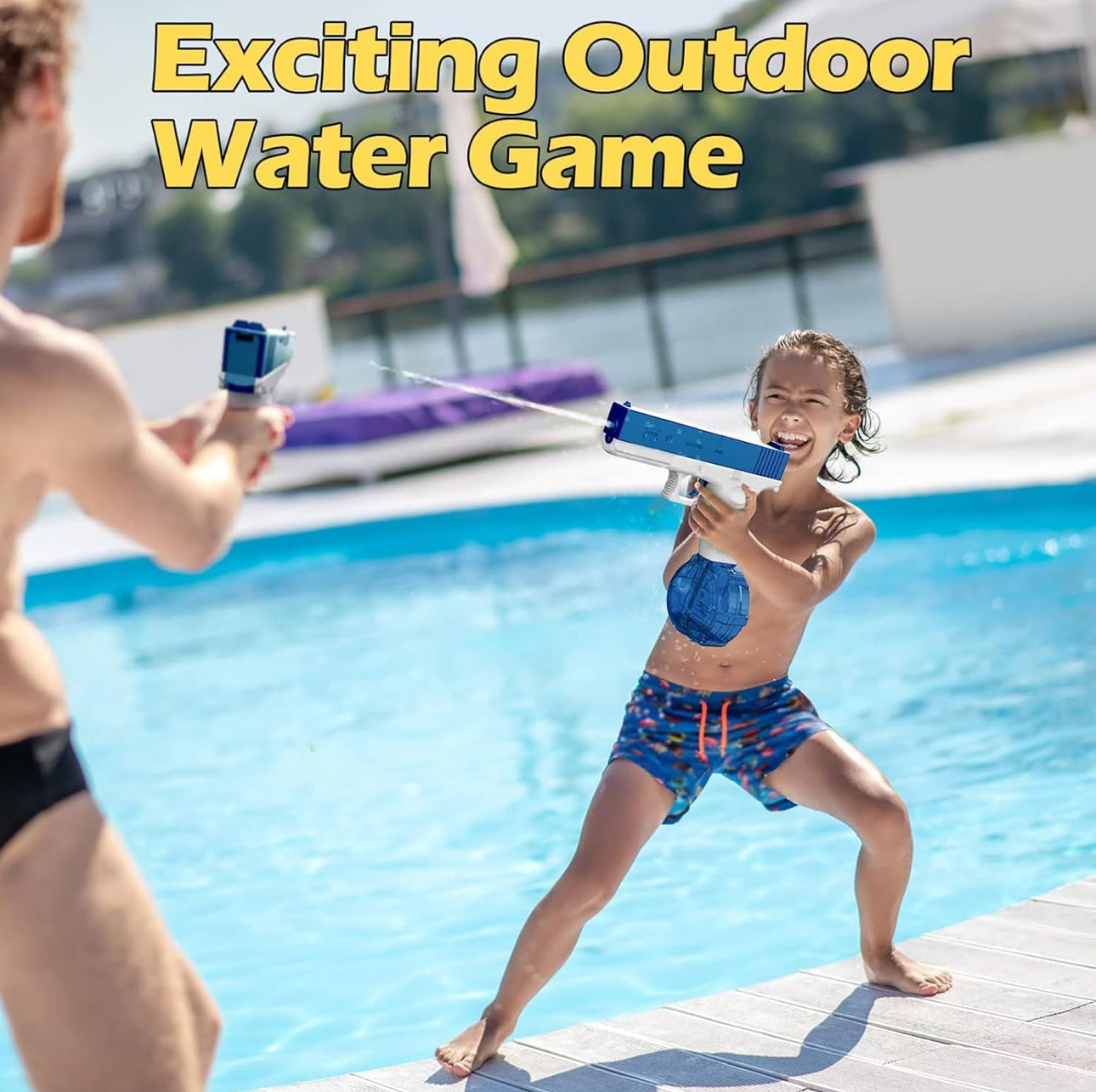 Electric Water Gun, Large Capacity Strongest Water Sprayer Summer Pool Beach Party Toy and Don't Worry About Leaks for Adults and Children