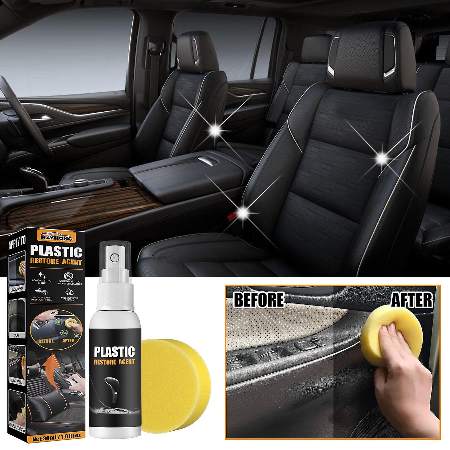 Rayhong Car Plastic Parts Refinisher Dashboard Wax Table Wax Care Polish Stain Removal Clean Interior