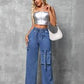 Women’s SEXY Casual Fit Casual Denim Wide Leg Pants With Pocket Design
