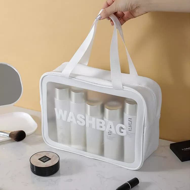 Toiletry Bag Frosted 3pc With Handle - Various Colours