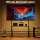 MTech Mobile TV Stand with Game Console Mount, Black, Carbon Steel & Wood, Fits 49-75 inch TVs, 360° Wheels, Height Adjustable