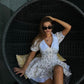 Ladies Floral Print Ruffle Mini Dress