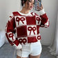 Ladies Coquette-Aesthetic Checkered Bow Knit Sweater-Various Colours