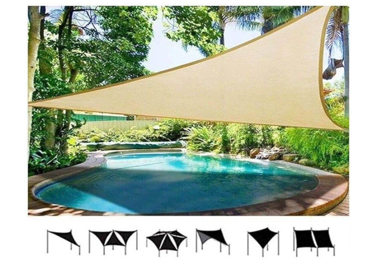 MHome Sunshade Net Triangular UV Protection, For Outdoor Patio, Garden Gazebo, Pool Decks-Various Options