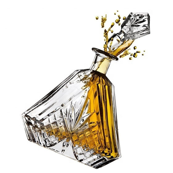 MHome Crystal Whiskey Decanter Set With 6pc Whisky Glasses for Liquor Scotch Bourbon Set