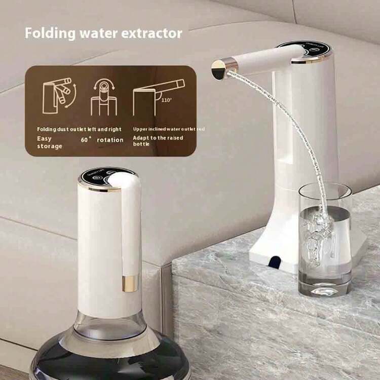 Portable Foldable Electric Drinking Water Pump USB Charging Suitable For Home Office Camp Travel (White)