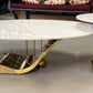M-Furn Nordic Style Coffee Table Set 2pc Marble Top/Gold Trim
