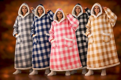 Winter Unisex Hooded Blanket Plush Oversized Wearable Fleece- Various Colours