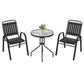 MFurn Dwight 3-Piece Outdoor Bistro Patio Set – Metal & Glass Table with 2 Chairs (Black)