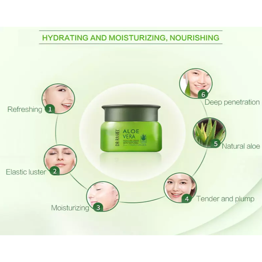 Dr. Rashel Aloe Vera Soap, Face Serum, Facial Peeling/Scrub & Moisture Cream Day/Night Mask - Combo