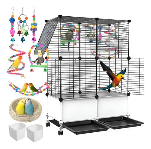 Modular Mobile
Bird Cage - Spacious 74cm x
37cm x 152cm Bird
Enclosure with Multi-Door