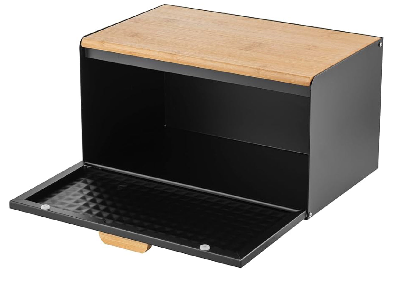 MHome Elegant Bamboo Lid Bread Bin-Various Colours