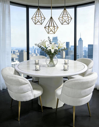 MFURN Modern Design 4 Seater Dining Set with Marble Top Table
