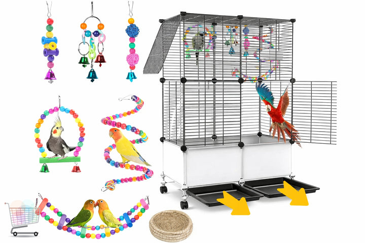Modular Mobile
Bird Cage - Spacious 74cm x
37cm x 152cm Bird
Enclosure with Multi-Door