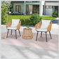 MFURN Caleb 3Piece Patio Bistro Set, Wicker Outdoor Patio Set with Enhanced Comfort Seating, Round Glass Top Coffee Side Table, Patio Rattan Conversation Set for Balcony, Lawn, Garden, Backyard