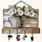 MHome 2D Simple Colorful Wooden And Home Key Hanger With Four Metal Hooks- Various Designs