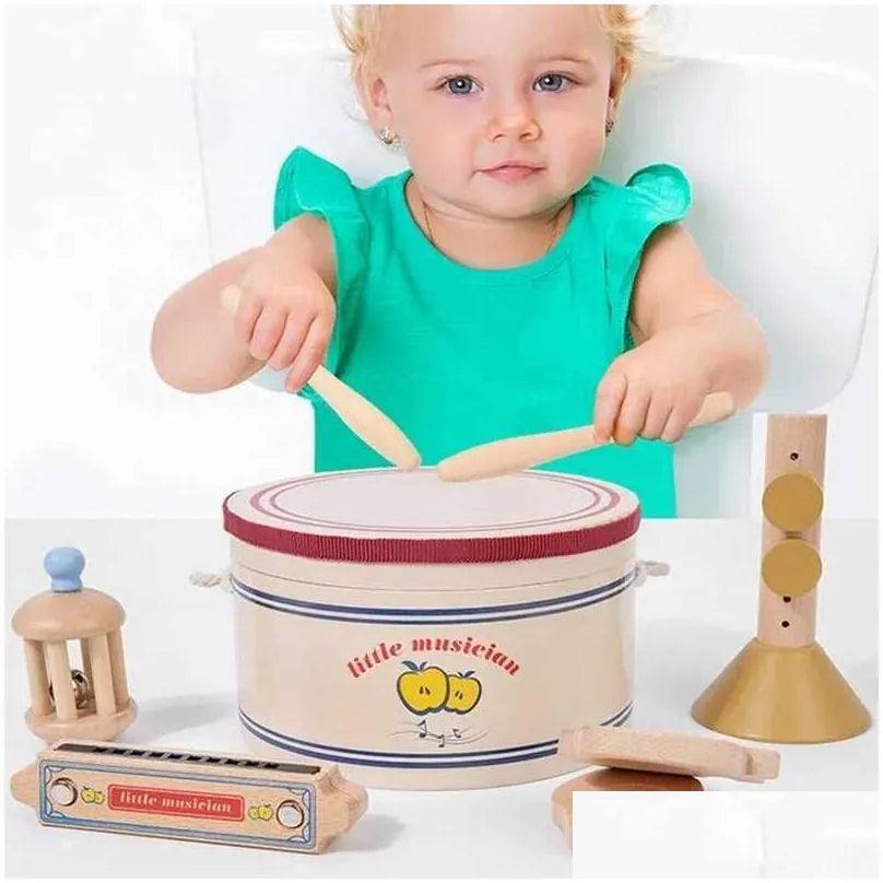 Multifunctional Wooden Drum Kit for Kids - Early Learning Music Toy Set