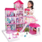 Princess Villa DIY Dollhouses Pink Castle Play With Slide Yard Kit Assembled Doll House Toy Birthday New Year Gift
