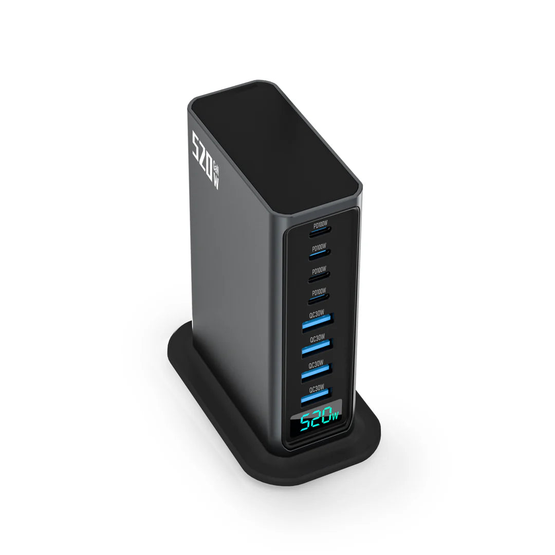 MTech 520W GAN 8-in-1 Fast Charger With Digital Display For Laptops & iPhones