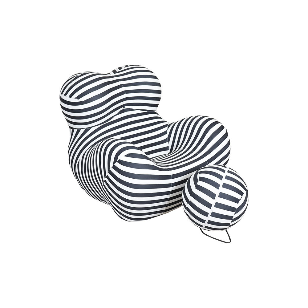 MFurn Striped Modern Lounge Chair with Ottoman – Designer Bubble Chair